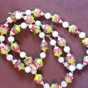 Art deco Czech glass beaded antique‎ necklace ladybug amazing find